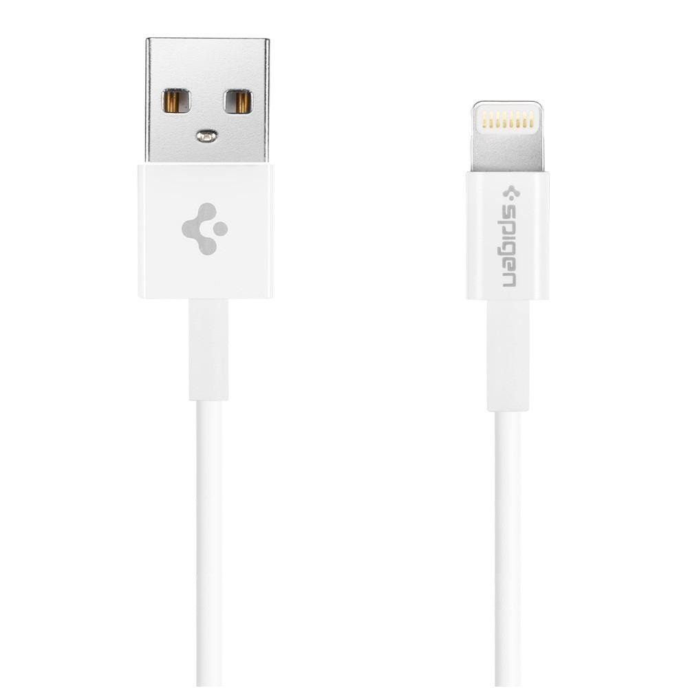 Nabíjací a dátový kábel USB, Lightning, 100 cm, rýchle nabíjanie, schválený MFI, Spigen Essential C10LS, biely