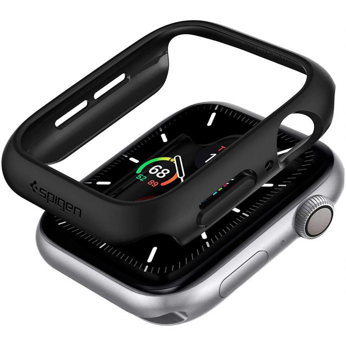 Apple Watch 4-6, SE (40 mm), Plastové ochranné puzdro, bez remienka, Spigen Thin Fit, čierne