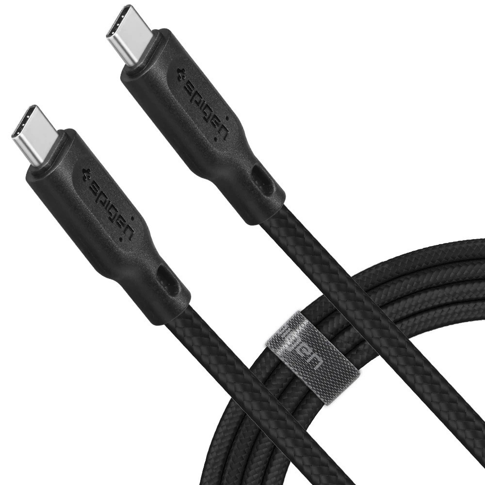 Nabíjací a dátový kábel USB Type-C, USB Type-C, 150 cm, vzor šnúrky, rýchle nabíjanie, Spigen Essential C11C1, čierny