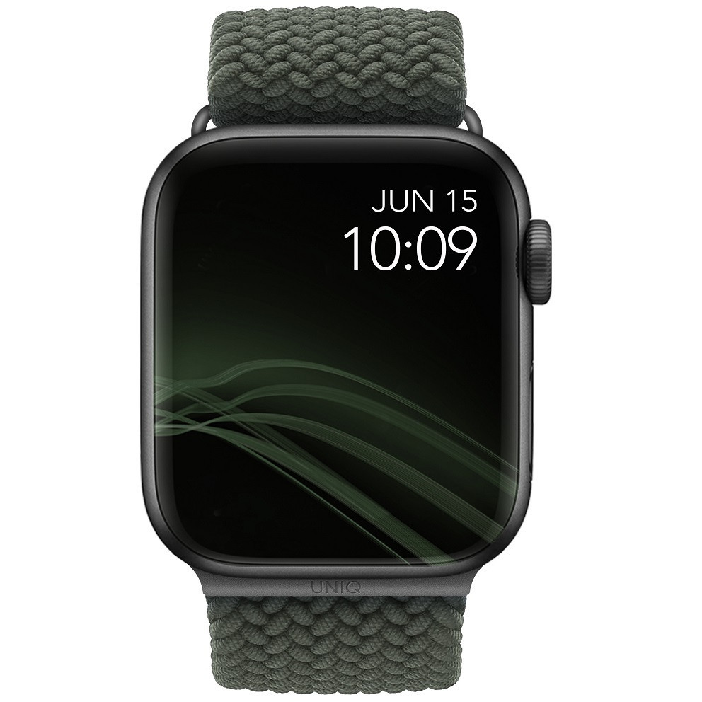 Apple Watch 1-6 (38/40 mm), látkový remienok, opletený, Uniq Aspen, zelená