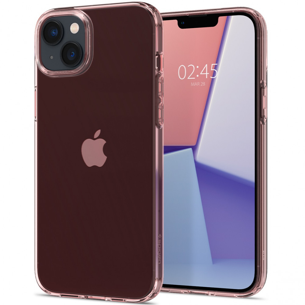 Apple iPhone 14, silikónové puzdro, Spigen Crystal Flex, číre/červenozlaté