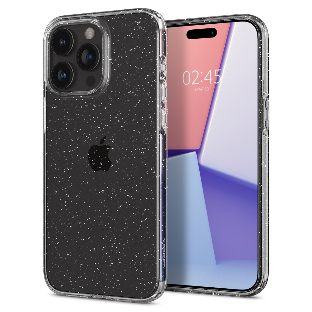 Apple iPhone 15 Pro, Silikónové puzdro, Spigen Liquid Crystal Glitter, priehľadné