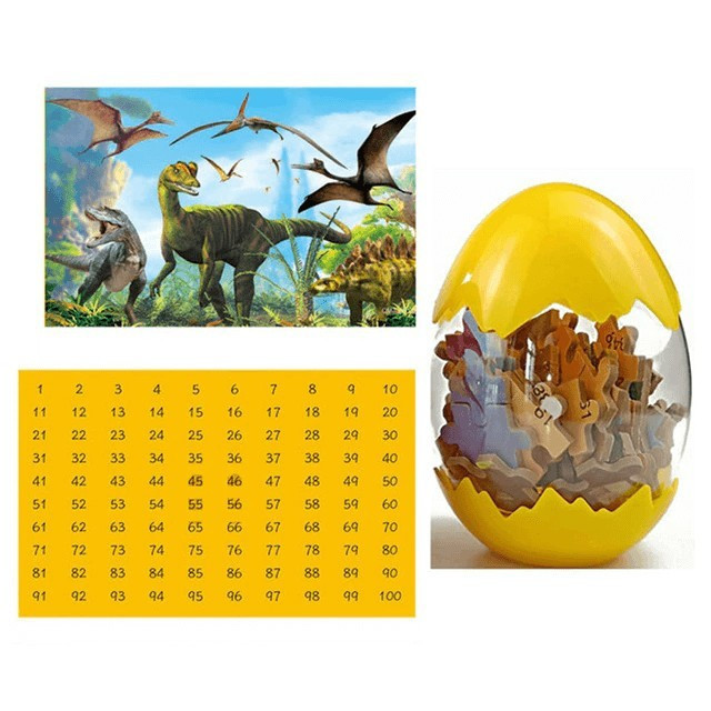 Dinosaurie puzzle v žltej farbe