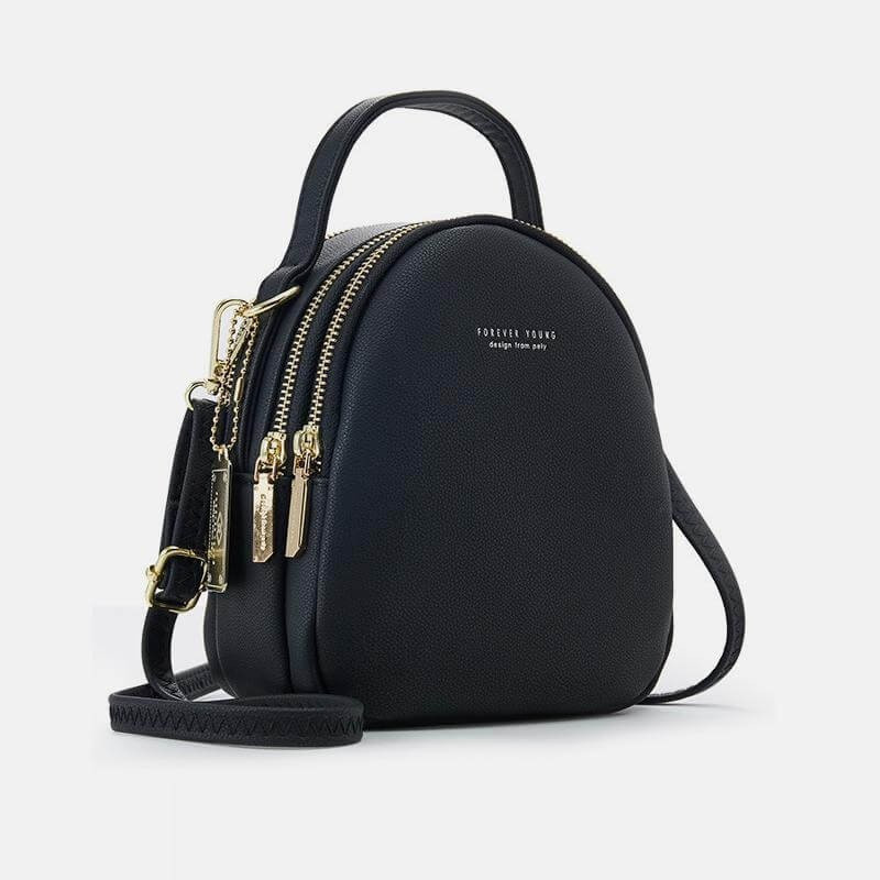 Malá kožená kabelka pre ženy - čierna