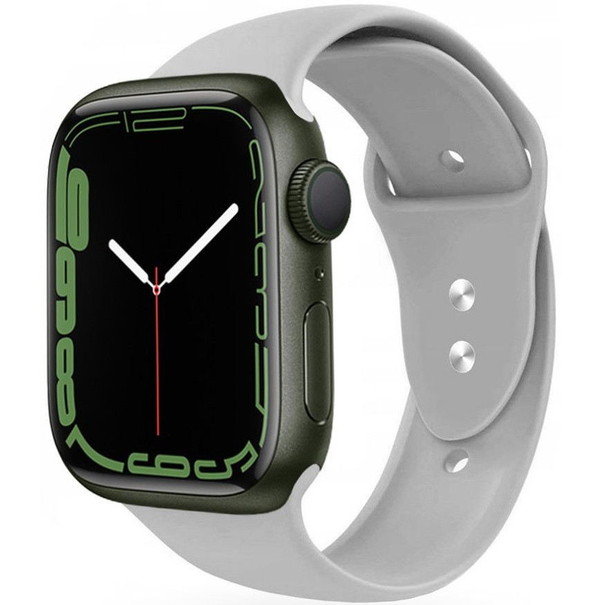 Apple Watch 4-6, SE, SE (2022) (42 / 44 mm) / Watch 7-9 (45 mm) / Watch Ultra 1-2 (49 mm), silikónový remienok, nastaviteľný, s dvoma otvormi, TP IconBand, sivá