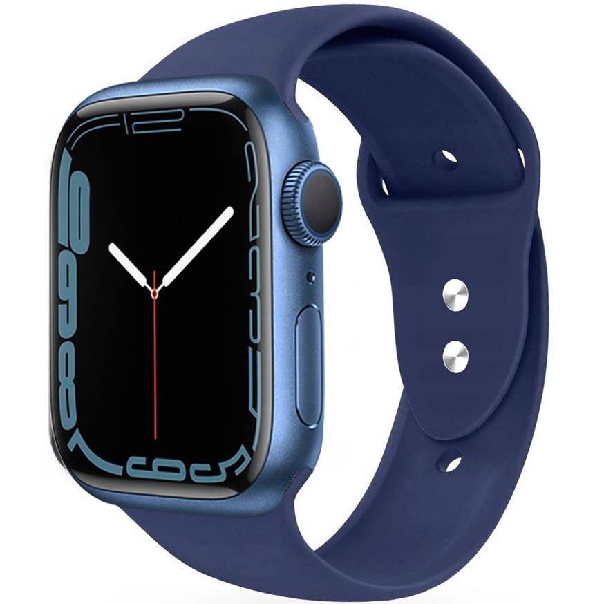 Apple Watch 4-6, SE, SE (2022) (38 / 40 mm) / Watch 7-9 (41 mm), silikónový remienok, nastaviteľný, s dvoma otvormi, TP IconBand, tmavomodrý