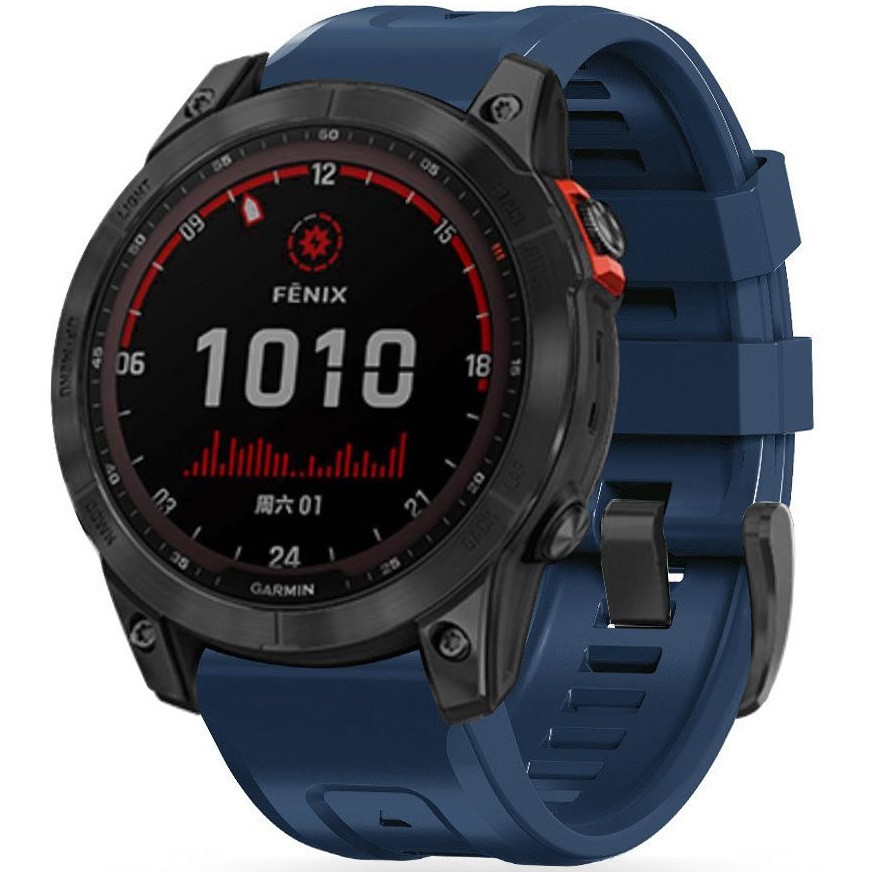 Garmin Fenix 5 / 6 / 6 Pro / 7, silikónový remienok, nastaviteľný, TP IconBand, tmavomodrý