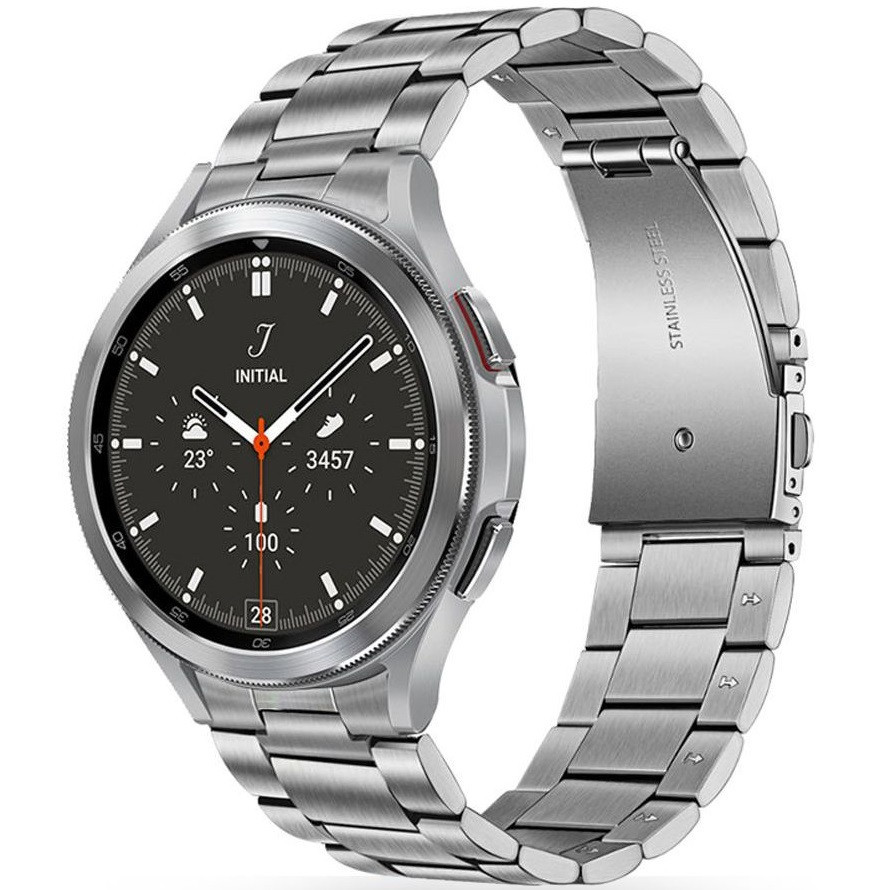 Samsung Galaxy Watch 4 / 5 / 5 Pro / 6 (40 / 44 / 45 mm) / Watch 4 Classic / 6 Classic (42 / 43 / 46 mm), kovový zadný remienok, TP Stainless, strieborná
