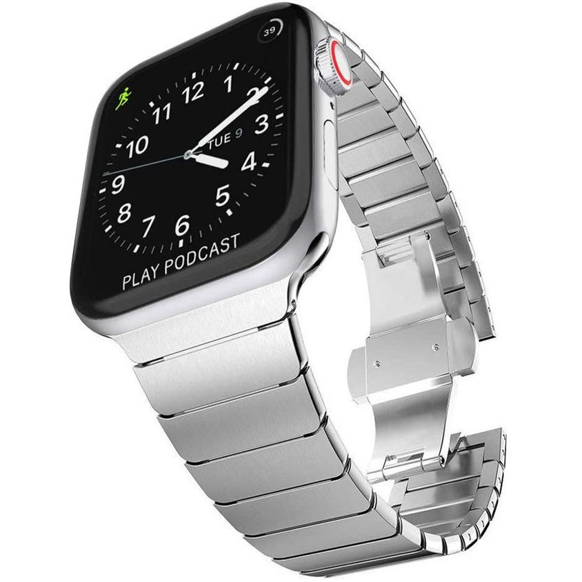 Apple Watch 4-6, SE, SE (2022) (42 / 44 mm) / Watch 7-9 (45 mm) / Watch Ultra 1-2 (49 mm), kovový zadný remienok, TP LinkBand, strieborná