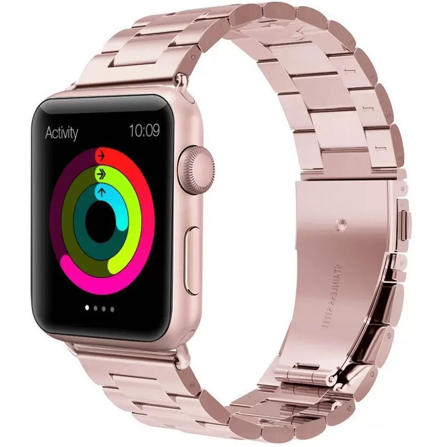 Apple Watch 4-6, SE, SE (2022) (38 / 40 mm) / Watch 7-9 (41 mm), kovový zadný remienok, nehrdzavejúca oceľ, hrubý, Xprotector, červené zlato
