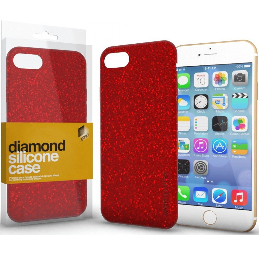 Apple iPhone 13 Pro Max, Silikónové puzdro, lesklé, Xprotector Diamond, červené