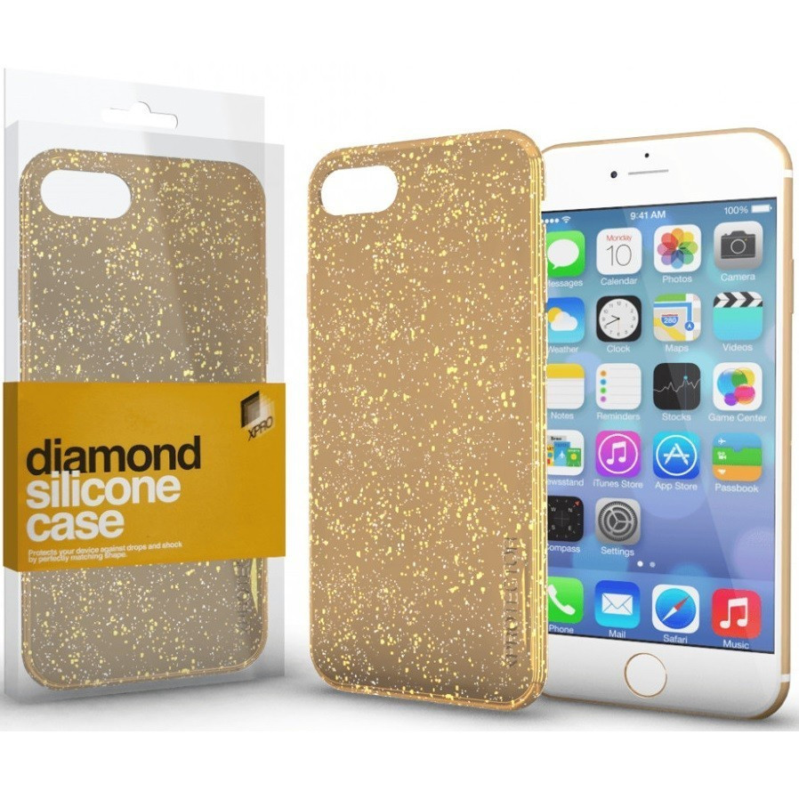 Apple iPhone 14 Plus, Silikónové puzdro, lesklé, Xprotector Diamond, zlaté