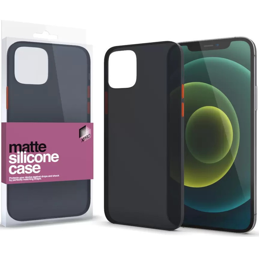 Apple iPhone 14 Plus, Silikónové puzdro s farebnými tlačidlami, Xprotector Matte, priesvitné/čierne