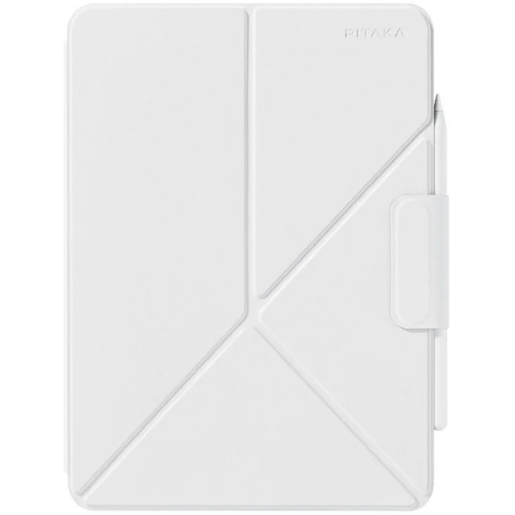 Apple iPad Pro 12.9 (2021) / iPad Pro 12.9 (2022), puzdro s priečinkom, magnetické uchytenie, magnetické zapínanie, Origami Smart Case, Pitaka MagEZ Folio2, biela