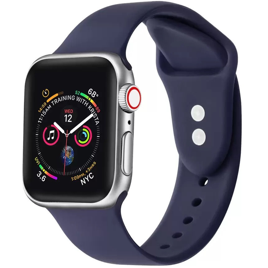 Apple Watch 4-6, SE, SE (2022) (38 / 40 mm) / Watch 7-9 (41 mm), silikónový remienok, nastaviteľný, držiak s dvoma otvormi, Xprotector, tmavomodrá