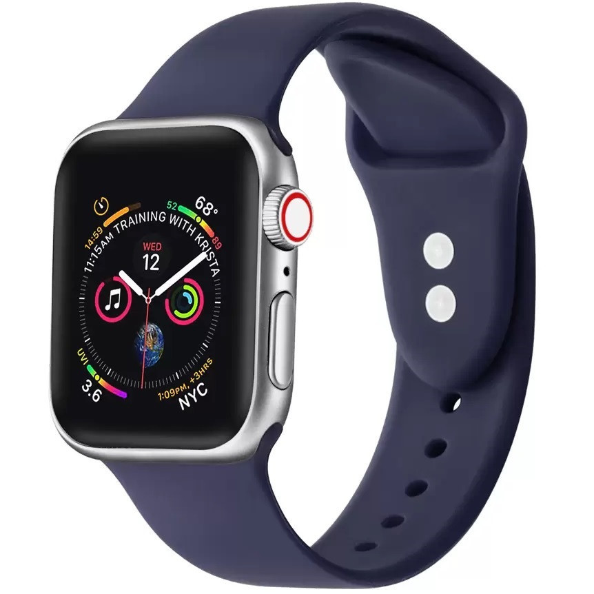 Apple Watch 4-6, SE, SE (2022) (42 / 44 mm) / Watch 7-9 (45 mm) / Watch Ultra 1-2 (49 mm), silikónový remienok, nastaviteľný, držiak s dvoma otvormi, Xprotector, tmavomodrá