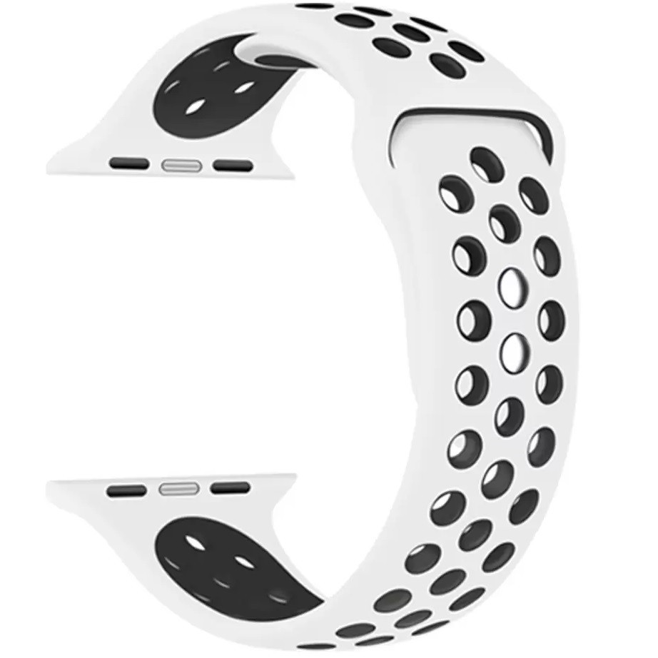 Apple Watch 4-6, SE, SE (2022) (38 / 40 mm) / Watch 7-9 (41 mm), silikónový remienok, nastaviteľný, s otvormi, Xprotector, biely/čierny