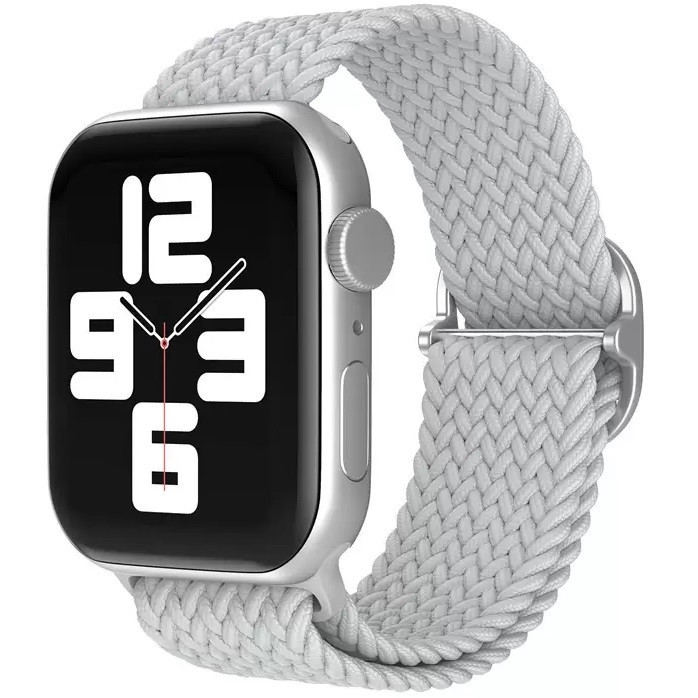 Apple Watch 4-6, SE, SE (2022) (38 / 40 mm) / Watch 7-9 (41 mm), textilný remienok, okrúhly remienok, tkaný štýl, Xprotector, sivobiely